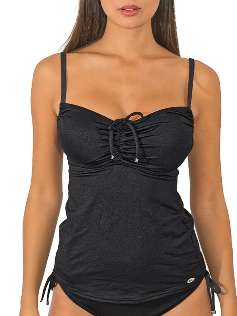 Haut de maillot tankini décolleté réglable Eva Noir