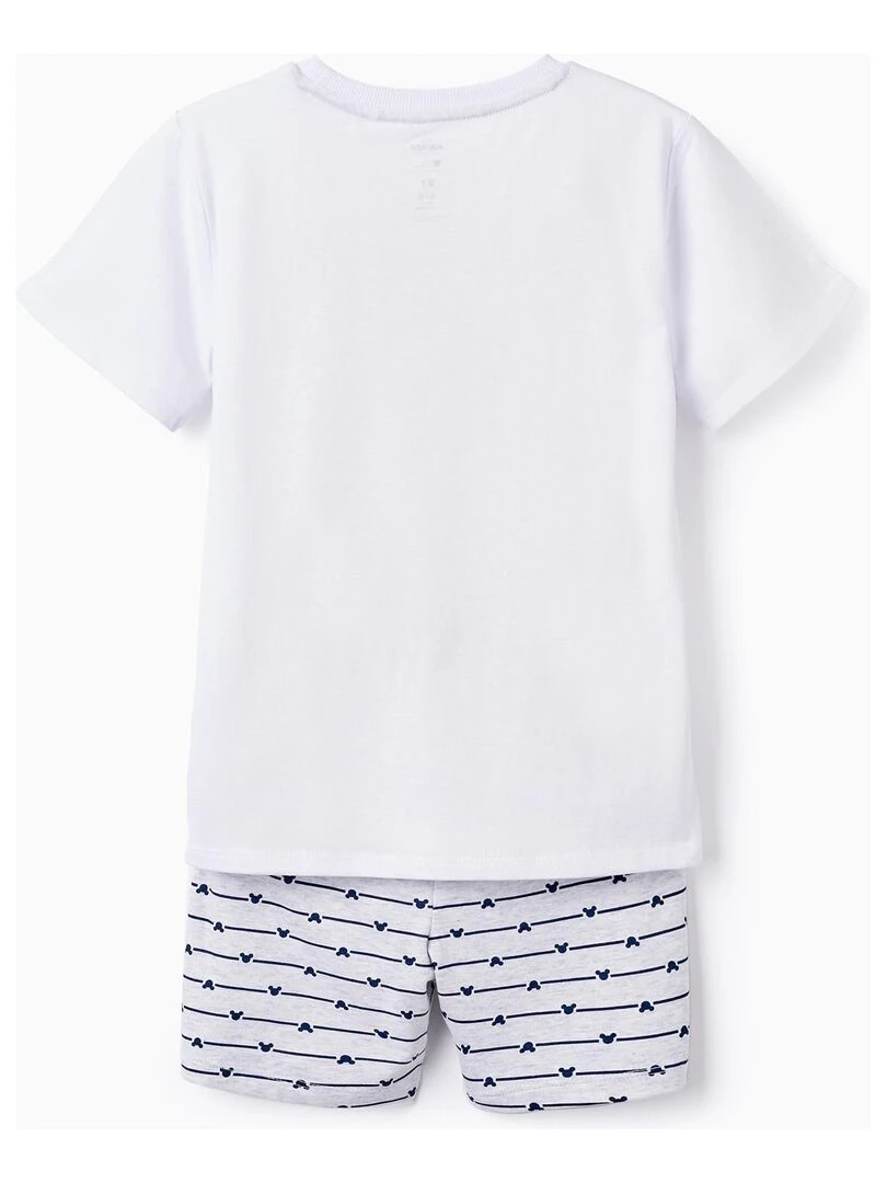 Pyjama En Coton Pour Garçon 'Mickey' manches courtes Blanc