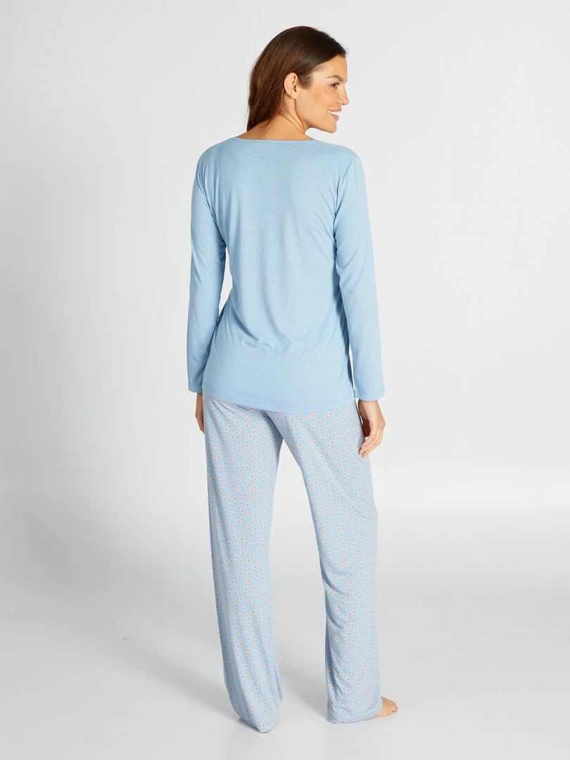 Ensemble pyjama t shirt + pantalon 2 pièces Bleu