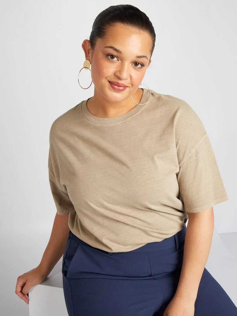T shirt en jersey chiné Beige