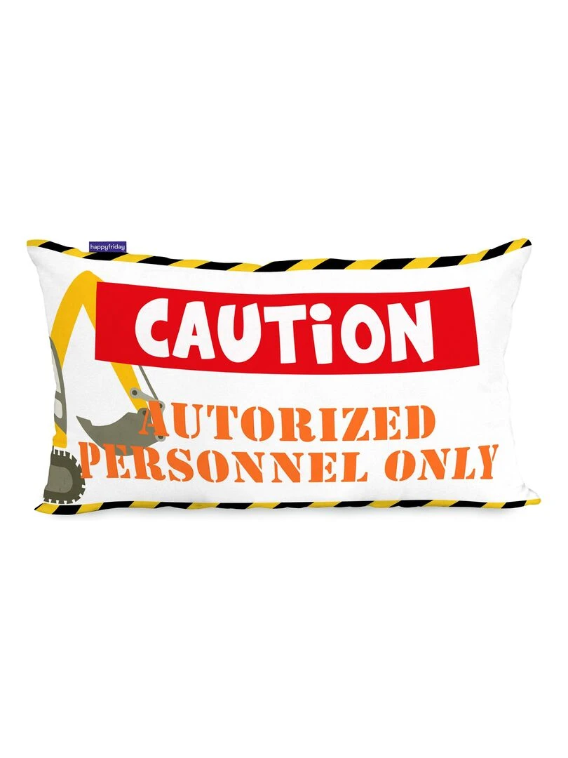 Housse de coussin Machinery "Happyfriday" Blanc