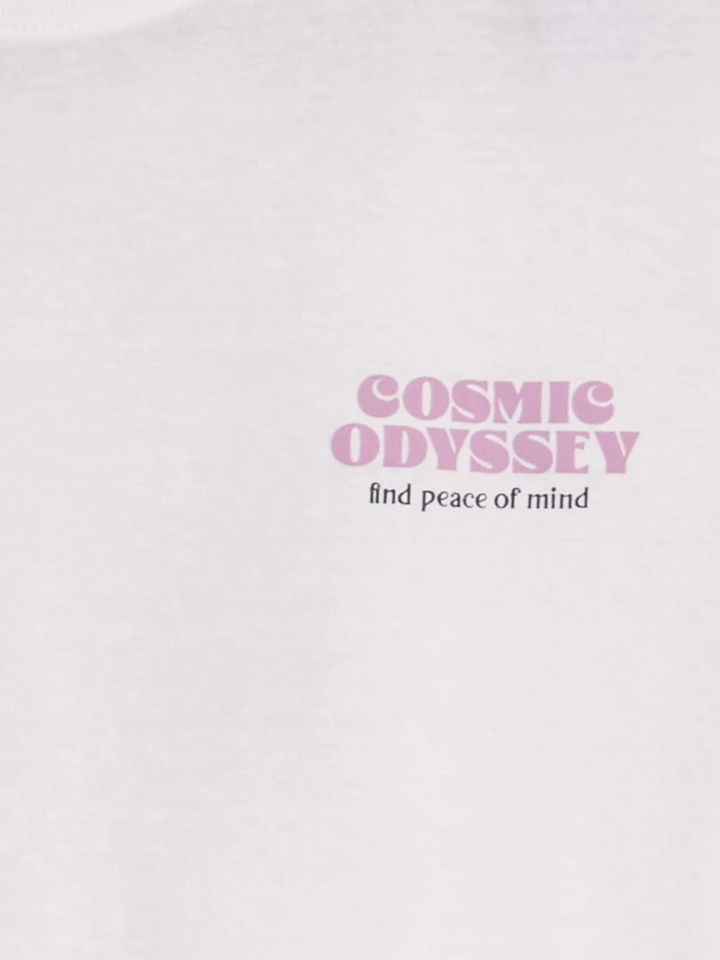 T shirt imprimé à col rond   Blanc 'cosmic'
