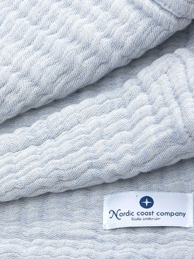 Couverture mousseline bebe grande en coton 90 x 120 cm Bleu