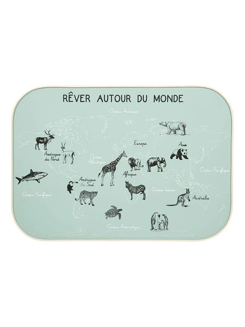 Décoration murale carte du monde kaki 70x50 cm Vert