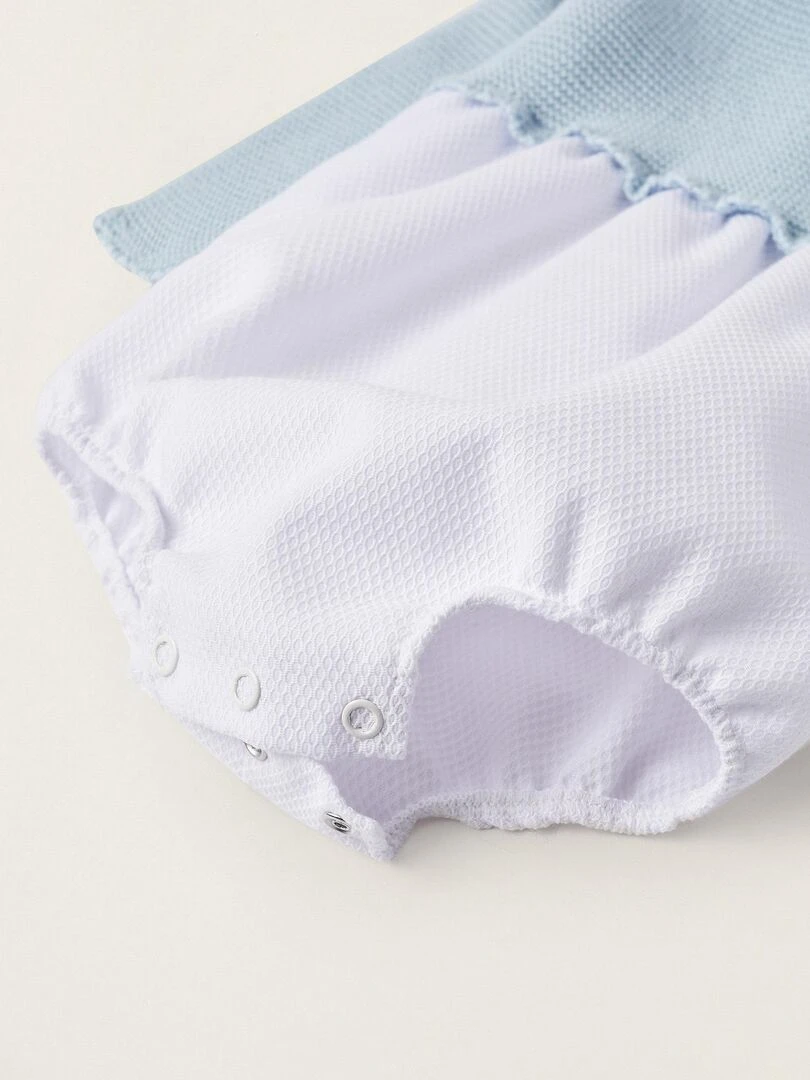 Body à manches longues combiné pour nouveau né manches longues ATLANTIC COMPANY   Bleu clair