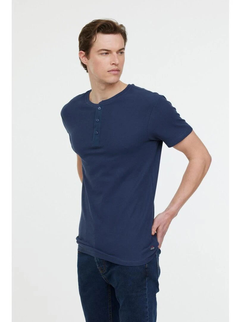 Lee Cooper   T Shirt manches courtes coton slim AZZO MC   Bleu marine
