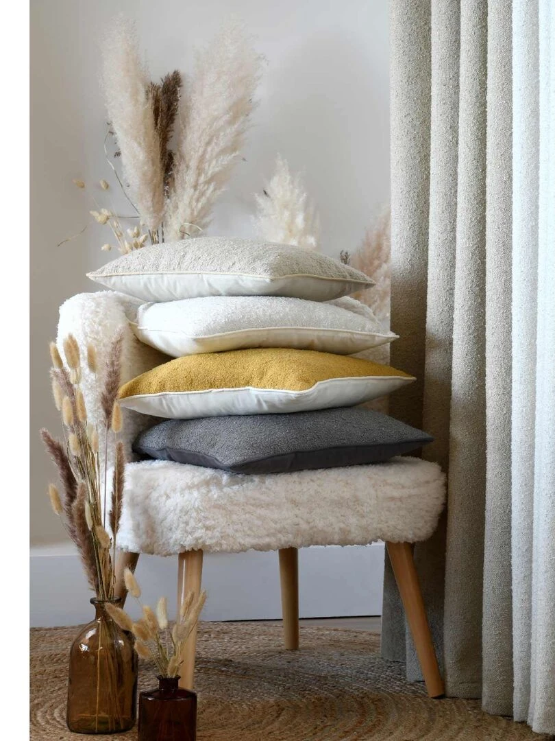 Rideau d'ameublement Effet laineux Gris clair