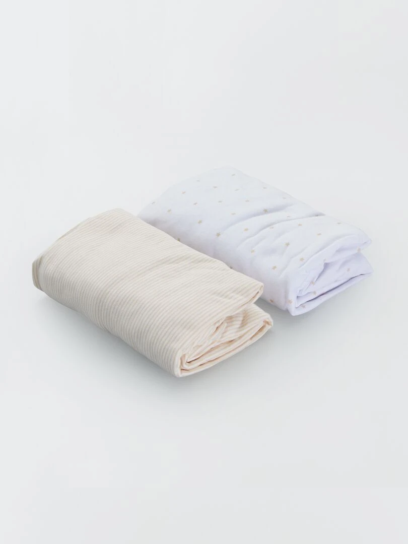Lot de 2 draps housse lit bébé Blanc