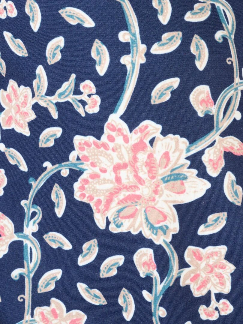 Chemisier fleuri maille chaude   Damart   Bleu marine