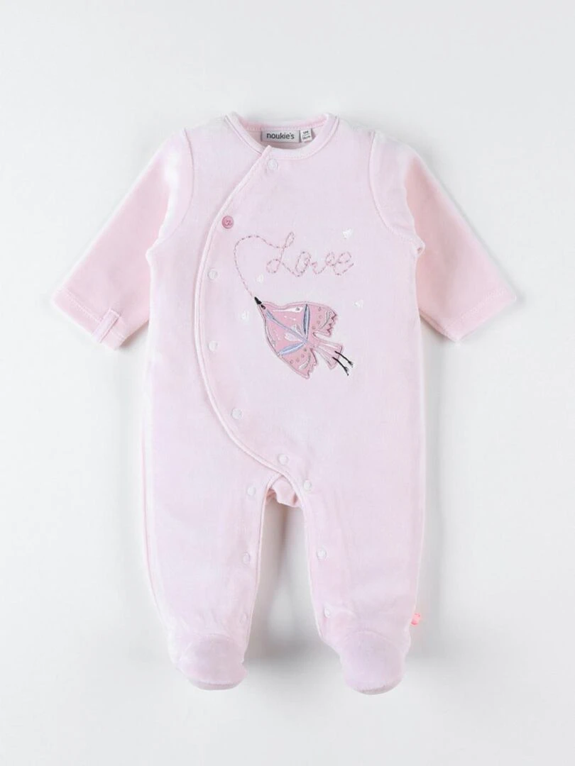 Pyjama 1 pièce fleuri en velours Noukie's Rose