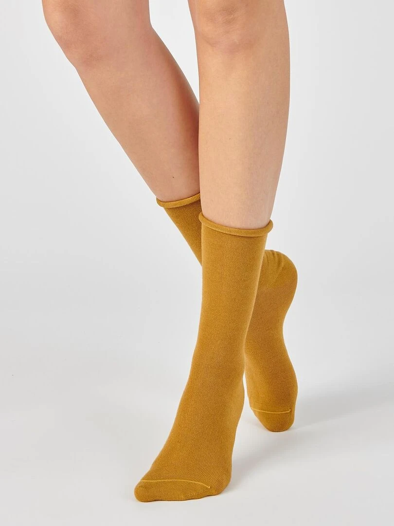 Lot de 2 paires de mi chaussettes 9% cachemire Damart Marron