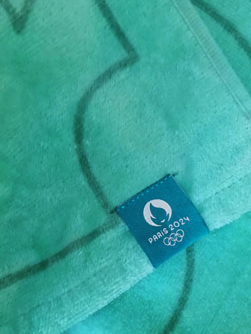 Drap de plage imprimé 100% coton  PARIS 2024 JEUX OLYMPIQUES SURF   Bleu