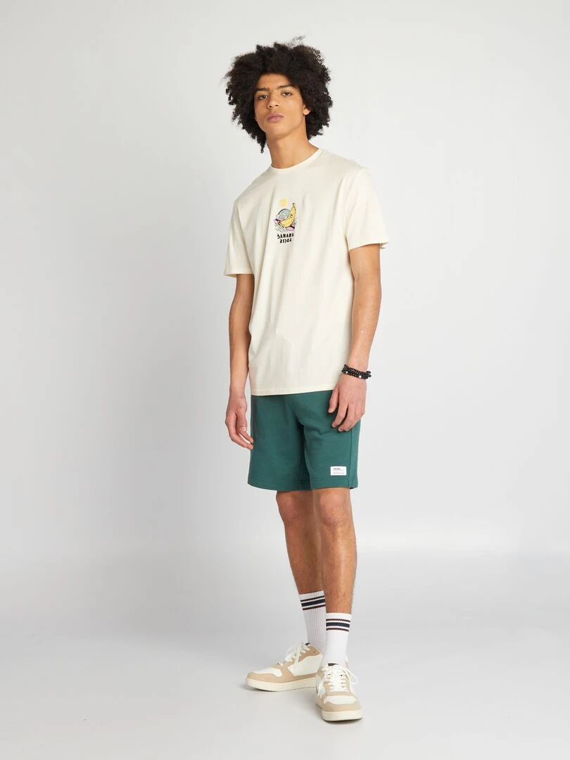 T shirt en jersey à col rond Beige