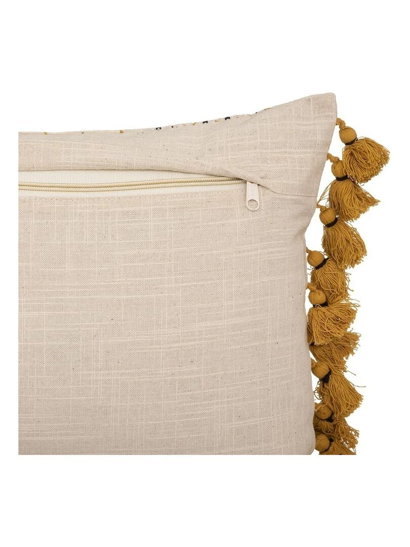 Housse de coussin Ray pompons 30x50 cm   Jaune