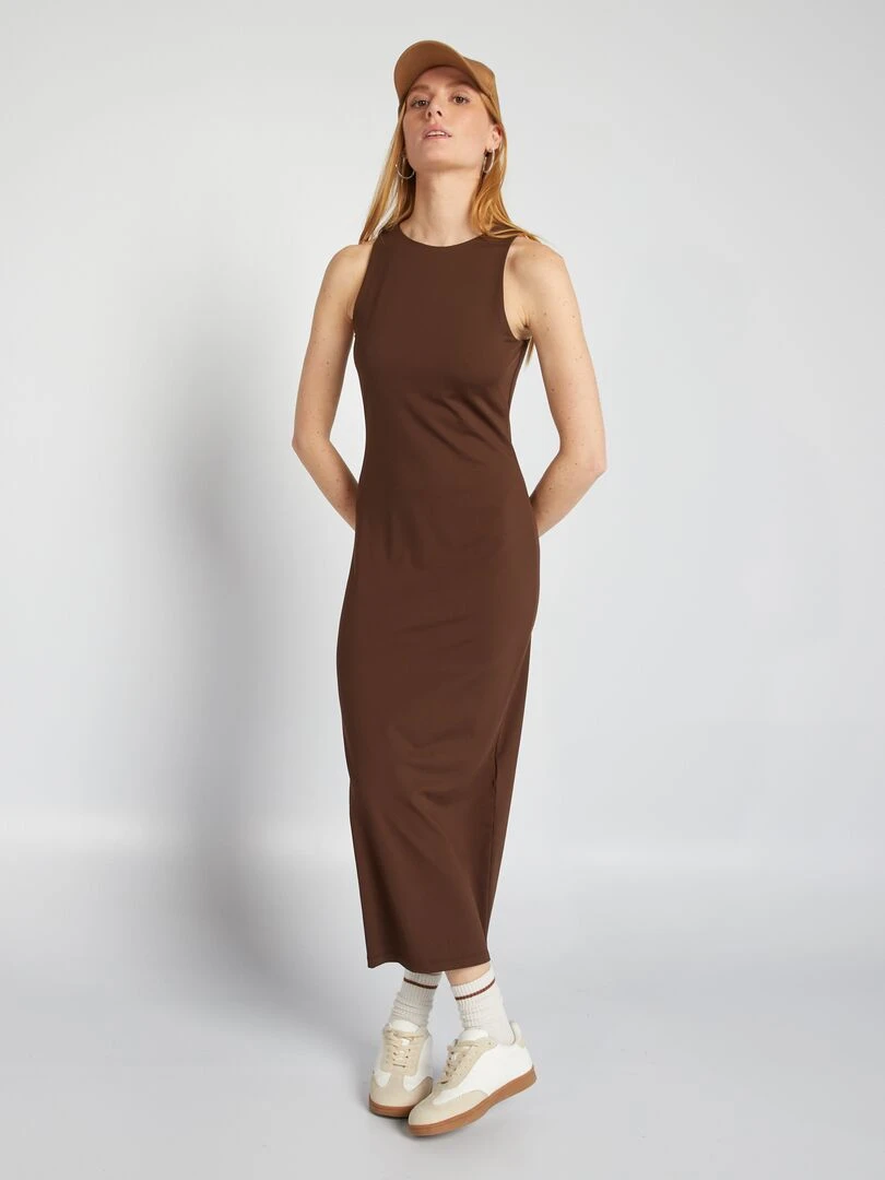 Robe longue moulante   Marron