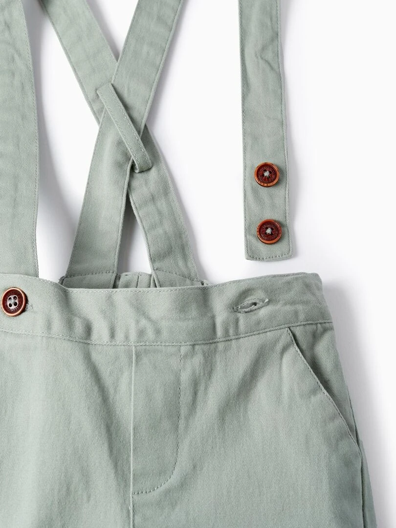 Shorts Chino avec Bretelles pour Bébé Garçon   Vert clair