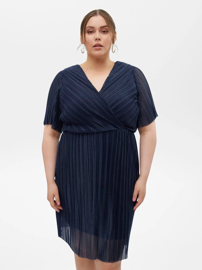 Robe courte plissée 'Vero Moda Curve' Bleu