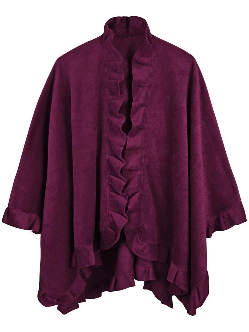 Poncho Polaire Frou Frou   Violet prune