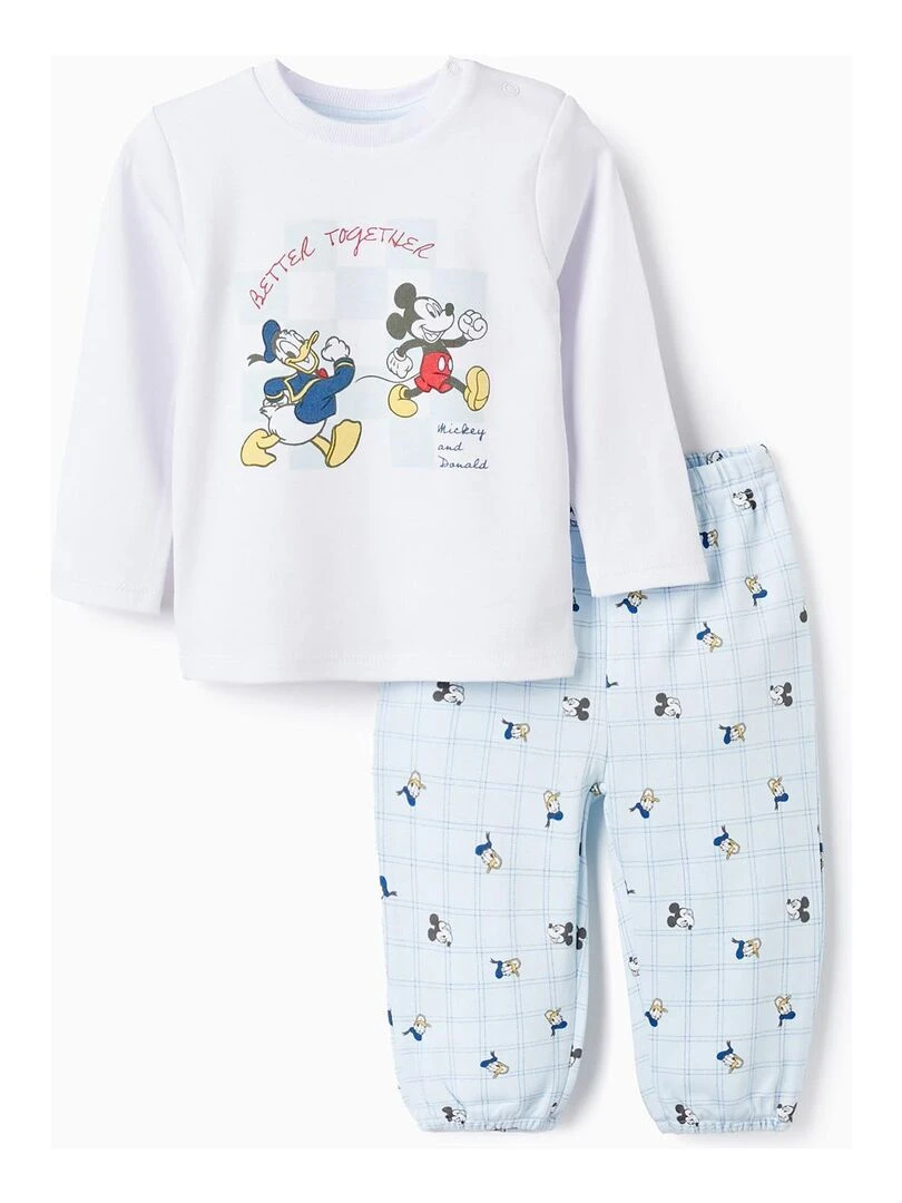 Pyjama en Coton pour Bébé Garçon 'Mickey & Donald' manches longues DISNEY CLASSICS Blanc