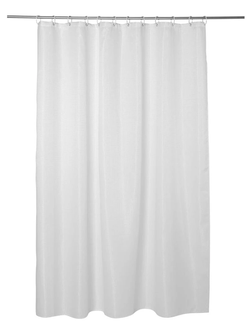 Rideau de douche 180x200cm nid d'abeille blanc Blanc
