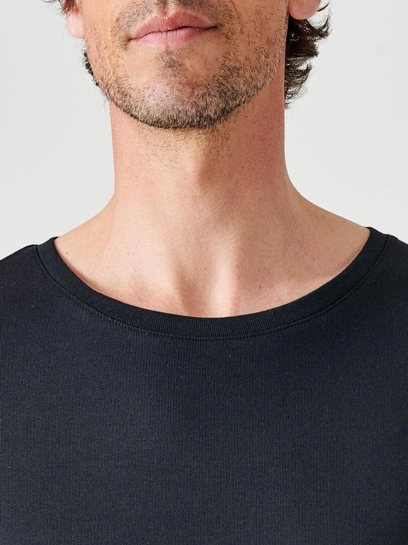 Lot de 2 t shirts col rond  manches courtes  Essential pur coton peigné   Damart   Noir