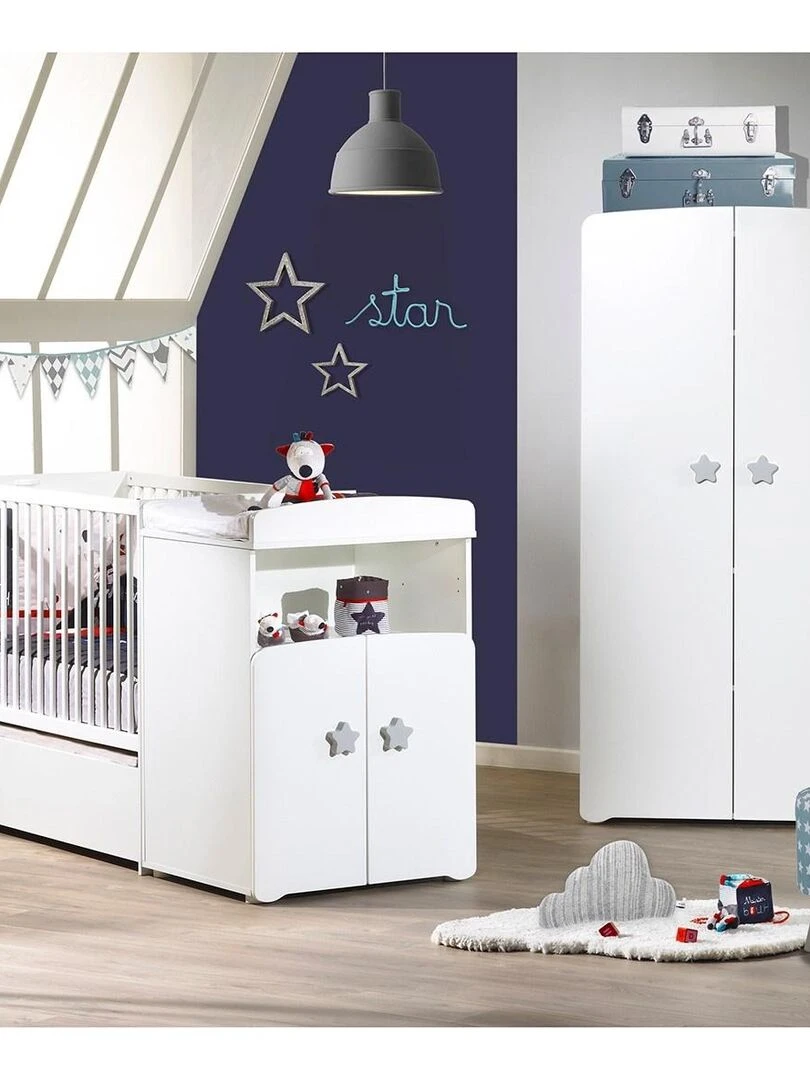 Lit combiné BASIC BABYPRICE Blanc Gris