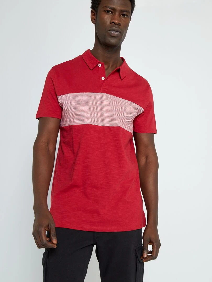 Polo en jersey avec imprimé à rayures rouge bordeaux