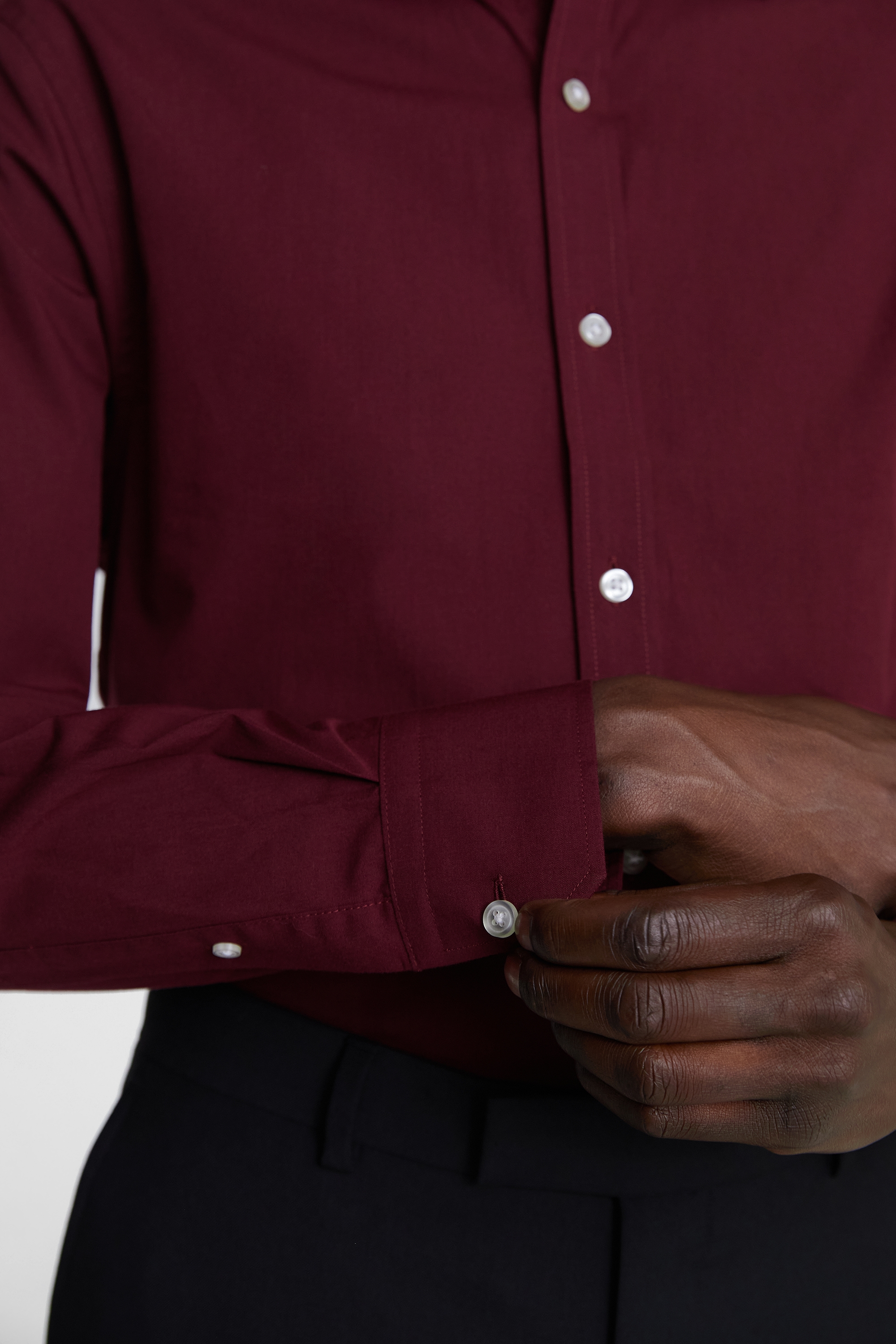 Tailored Fit Burgundy Poplin Shirt   Buy Online at Moss