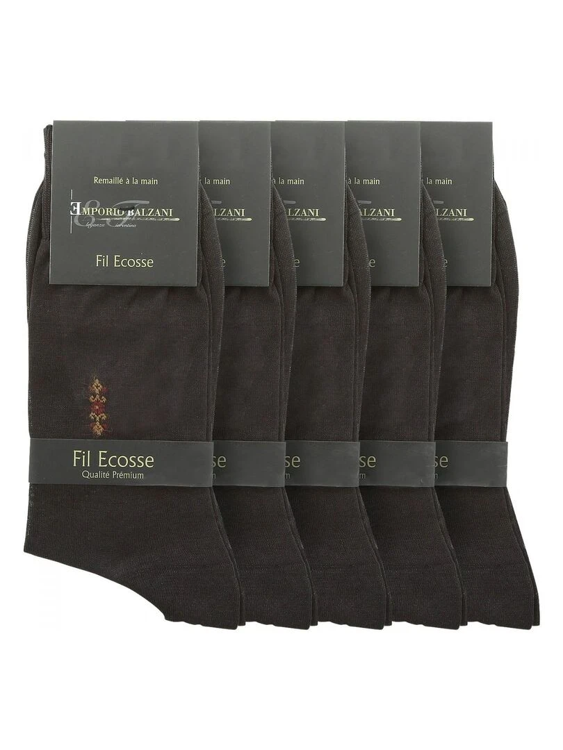 Chaussettes fil d'écosse LOT DE 5 PAIRES Marron