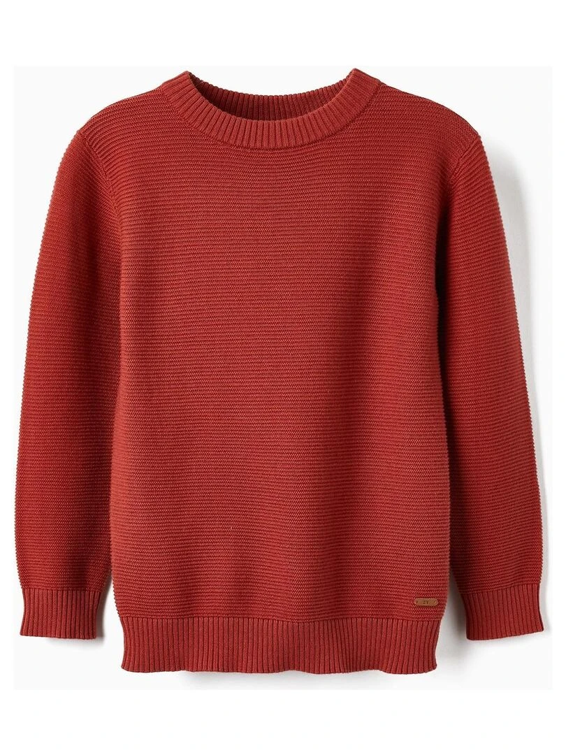 Pull en Maille de Coton pour Garçon   Rouge