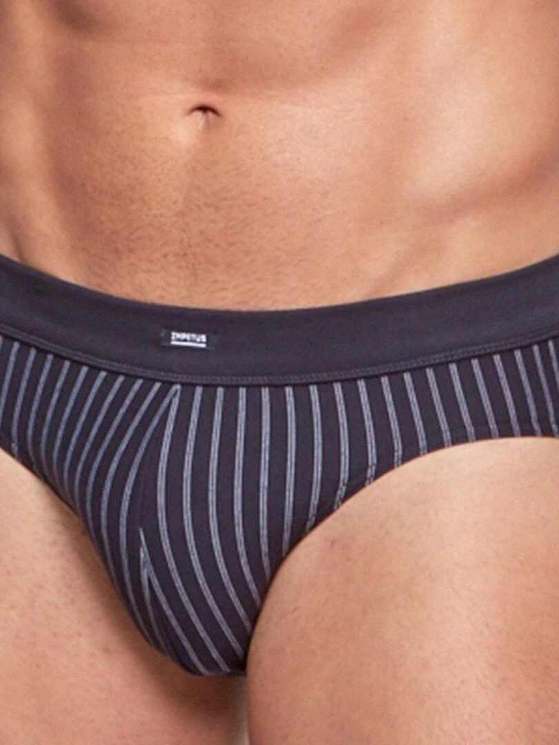 Slip à rayures en coton stretch Essentials Bleu