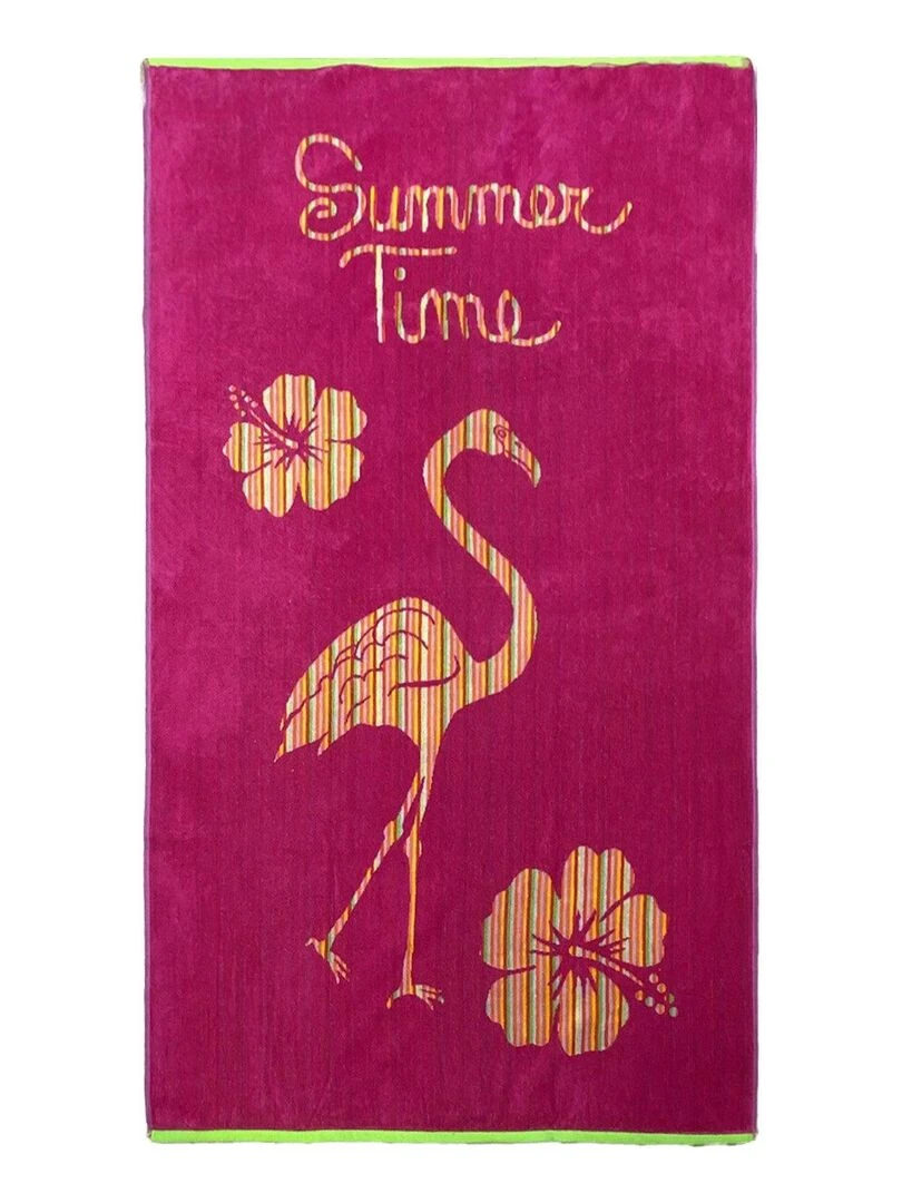 Serviette de plage éponge velours Jacquard Ragusta 90x160 Rose fushia