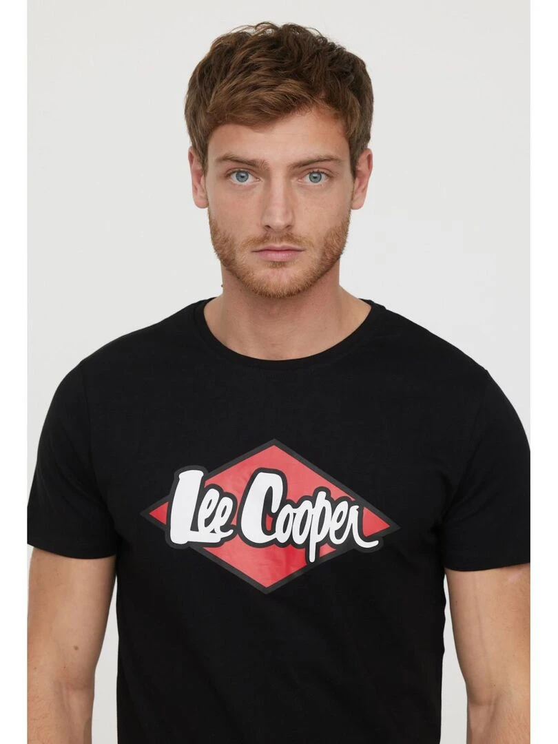 Lee Cooper   T Shirt manches courtes coton col rond AZZIK   Noir