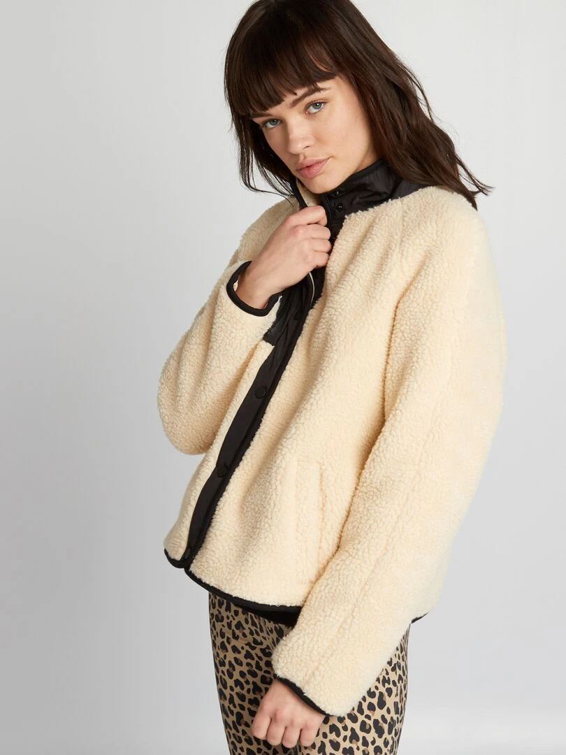 Blouson en sherpa   Beige/noir