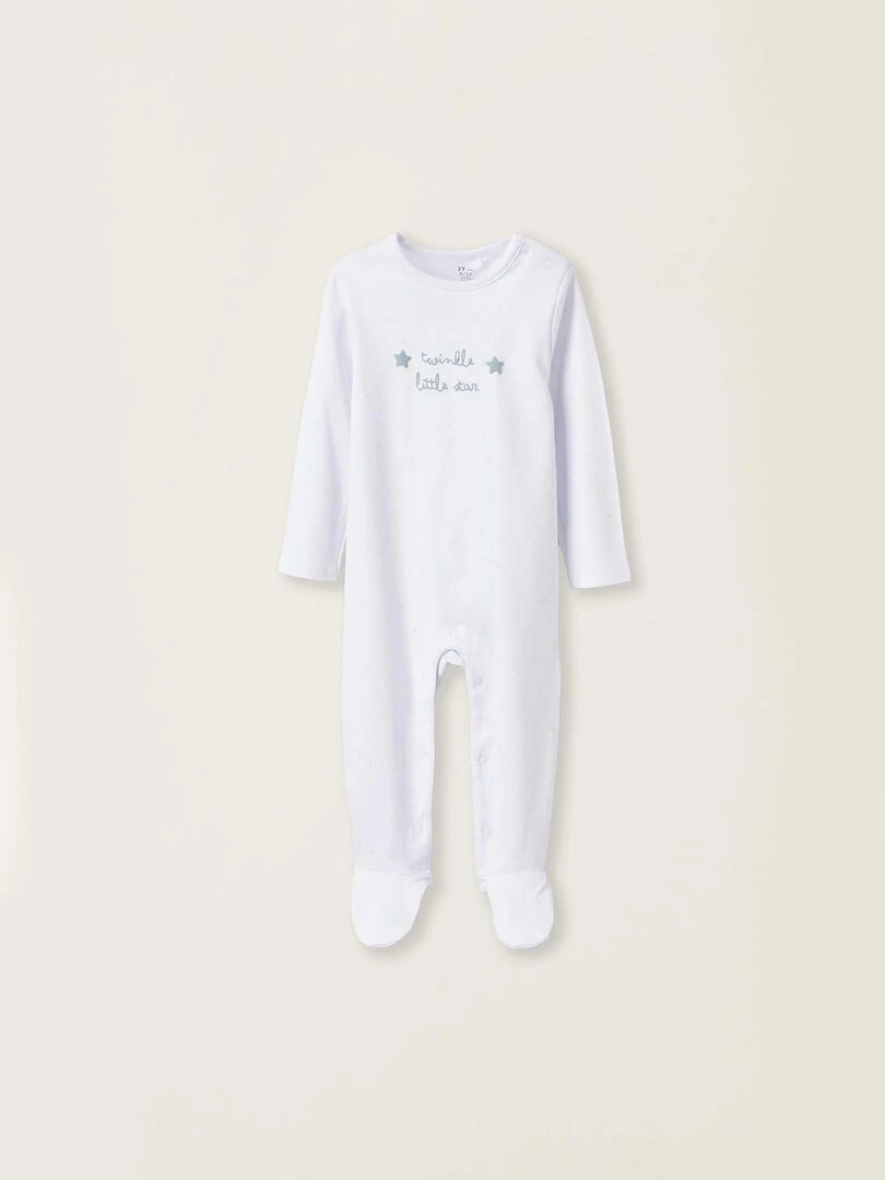 Grenouillère en Coton pour Bébé 'Twinkle' manches longues UNDER THE STARS Blanc