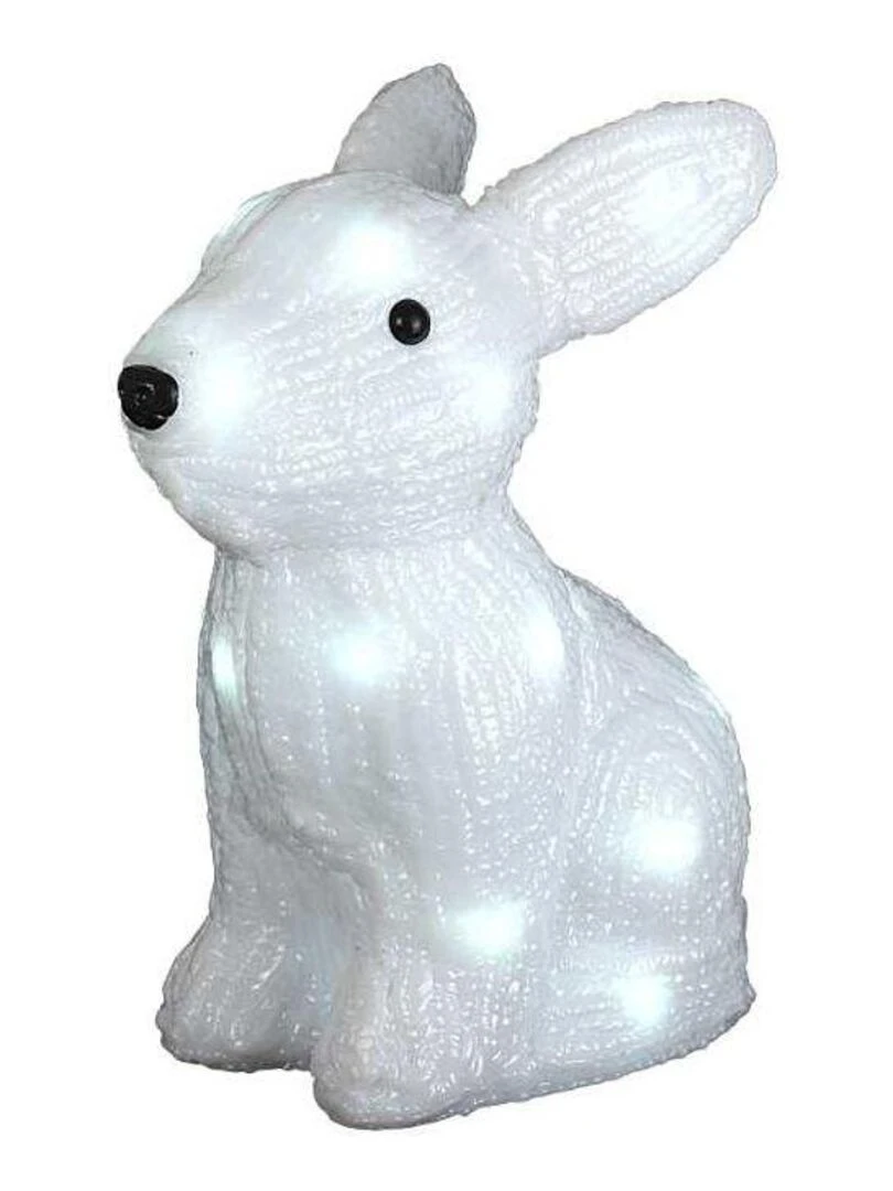 Lapin blanc intérieur noël lumineux 24 leds H26 piles Blanc