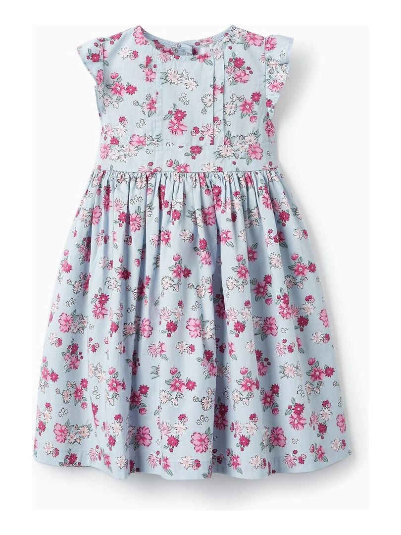 Robe Florale avec Volants pour Fille manches courtes CÉRÉMONIE Bleu