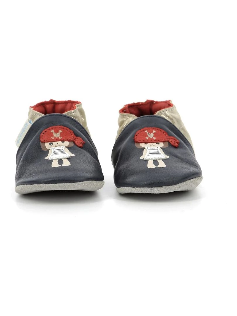 Chaussons Cuir Pirate Heart   Bleu marine