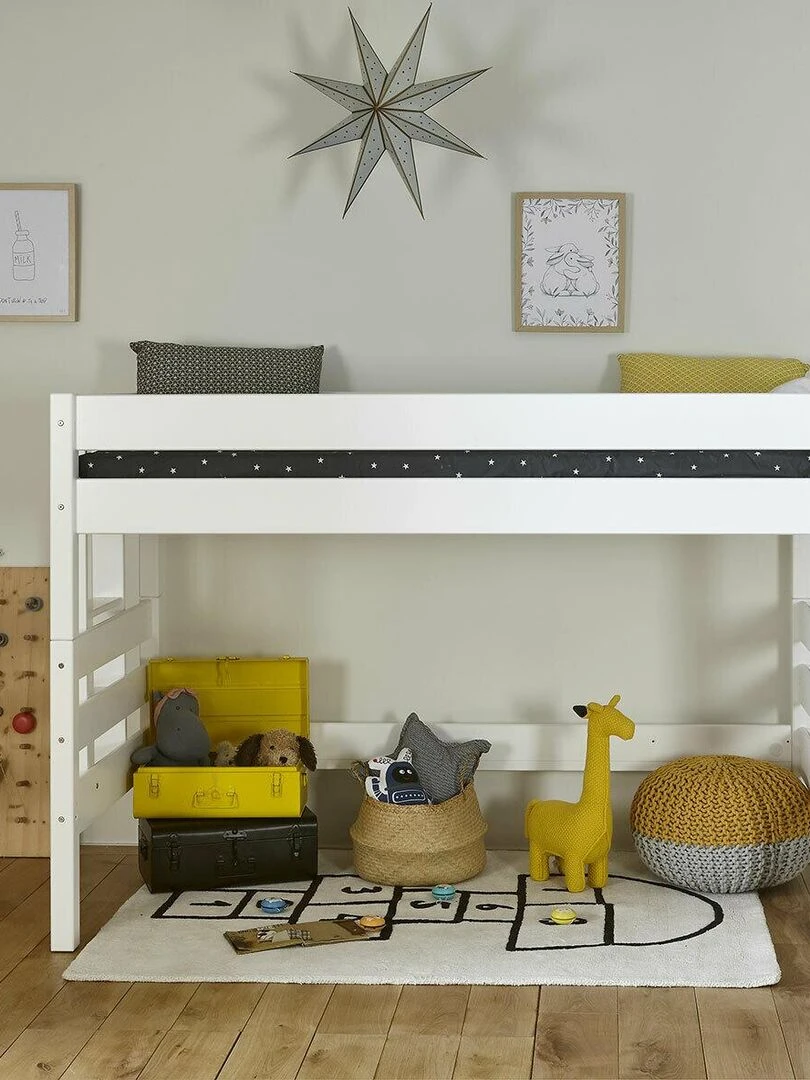 Pack lit mi hauteur avec matelas Aniba   AKITEN RETAIL   Blanc Blanc