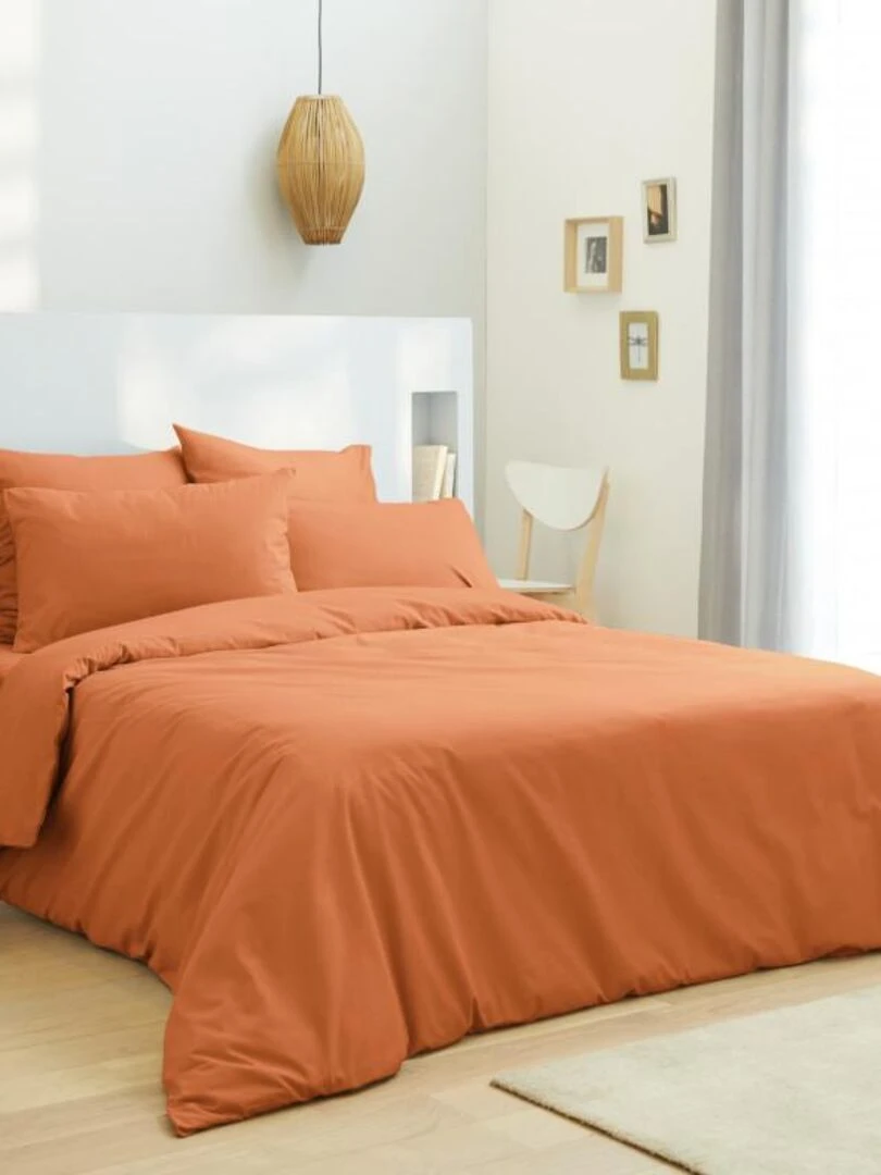 Housse De Couette Orange 260 X 240 Cm / 100% Coton / 57 Fils/cm² Pour Lit 2 Places "king Size" Orange