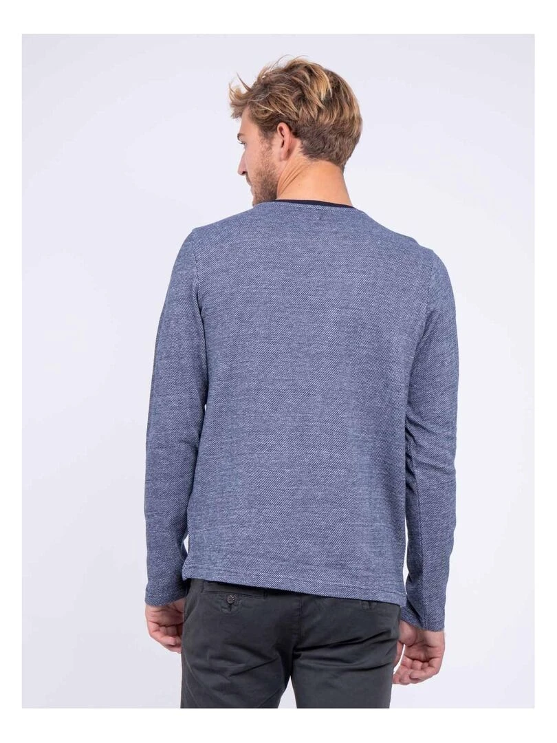 T shirt manches longues col rond pur coton JUPATA Bleu marine