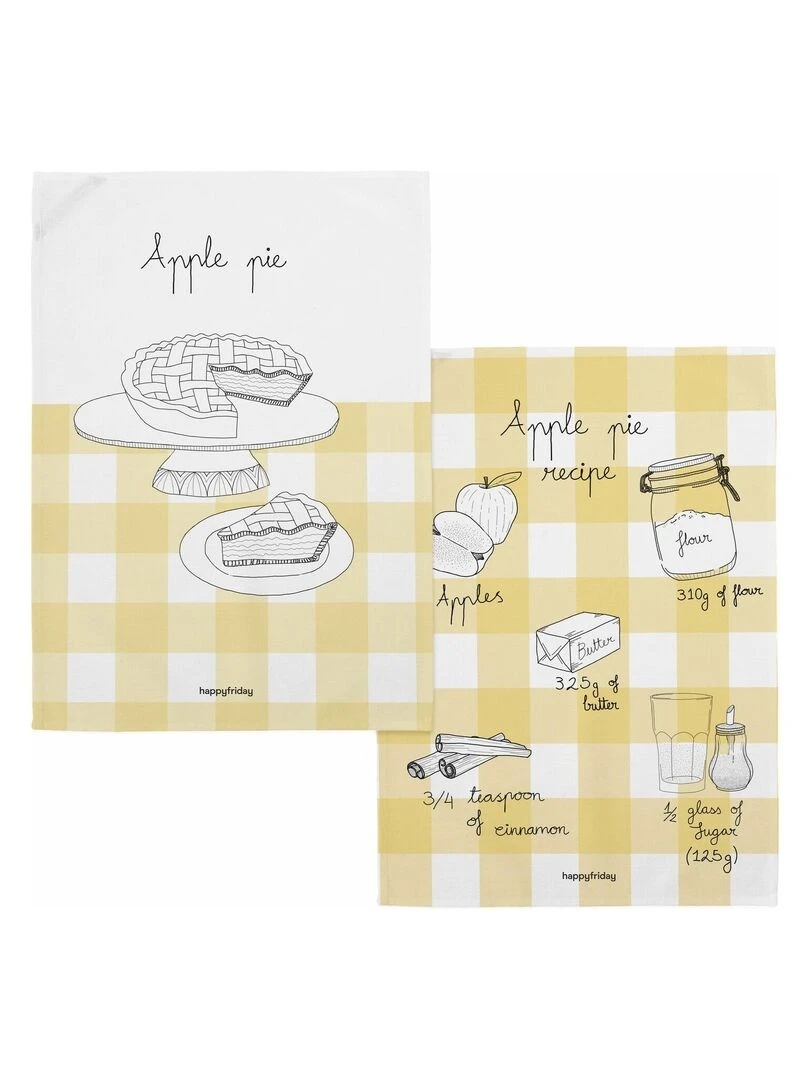 Torchon (2 pièces) Apple pie "Happyfriday" Blanc