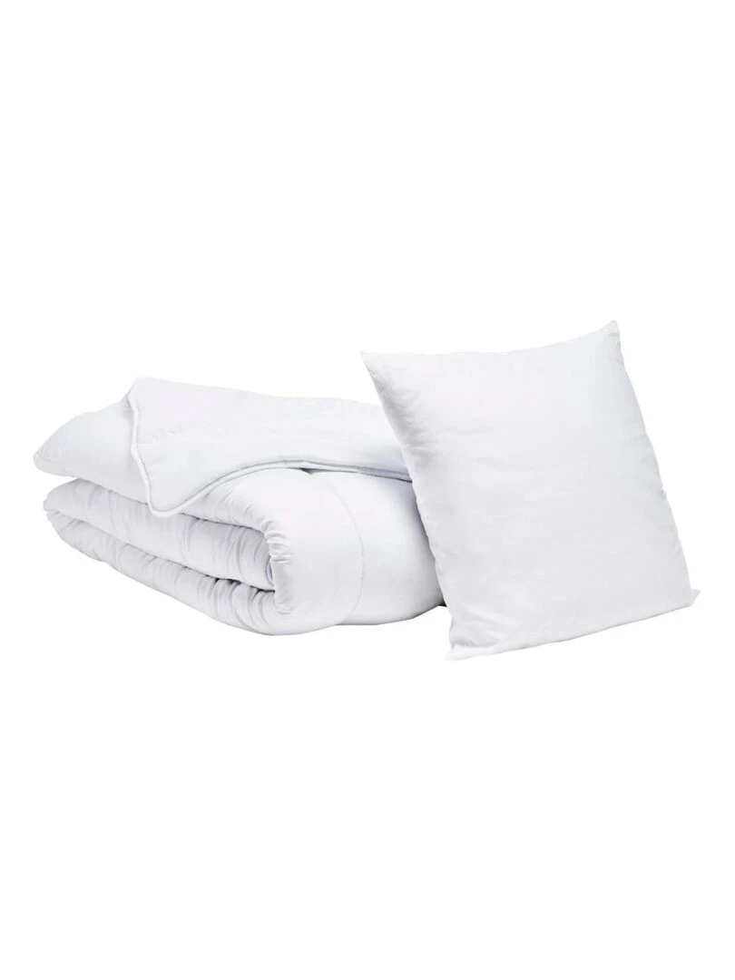 Bleu Câlin Pack Couette + 2 oreillers anti acariens Blanc