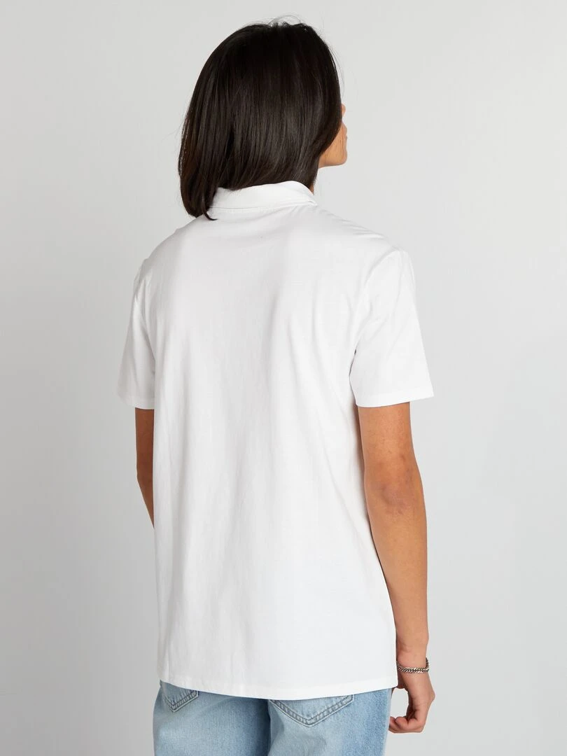 Polo en coton à manches courtes   blanc
