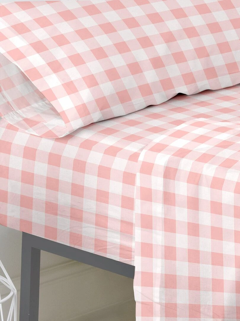 Drap housse Vichy "Happyfriday"   Rose