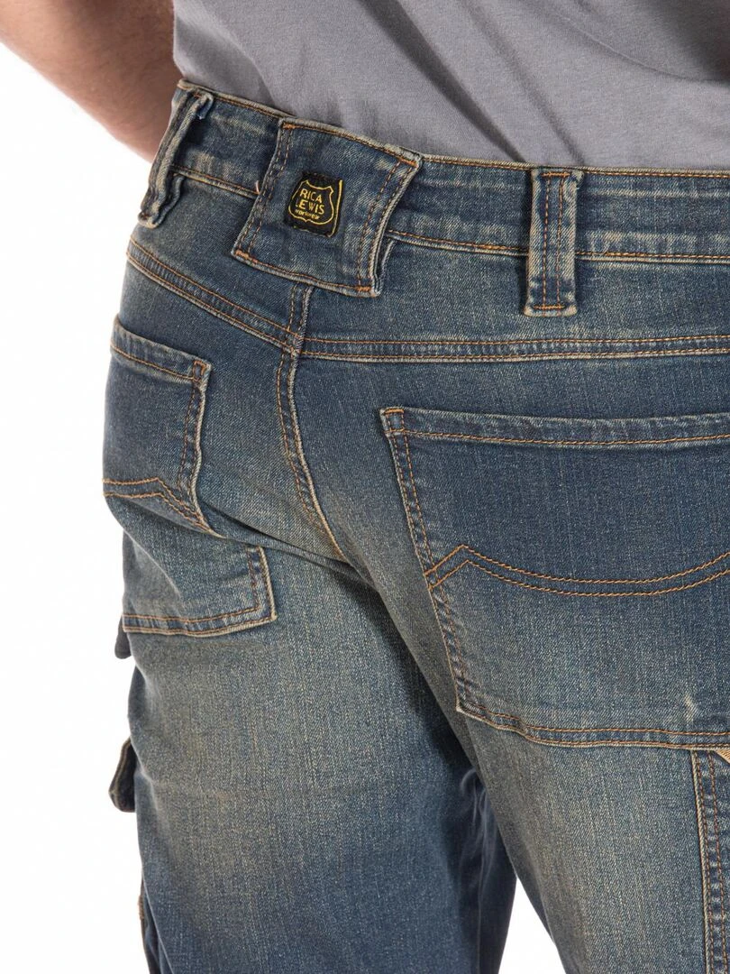 Jeans de travail stretch coupe confort dirty JOBDY 'Rica Lewis'   Bleu