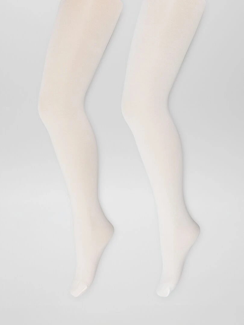 Lot de 2 paires de collants unis Rose/blanc