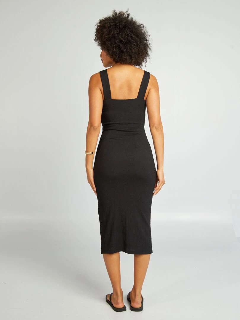 Robe en maille gaufrée   noir