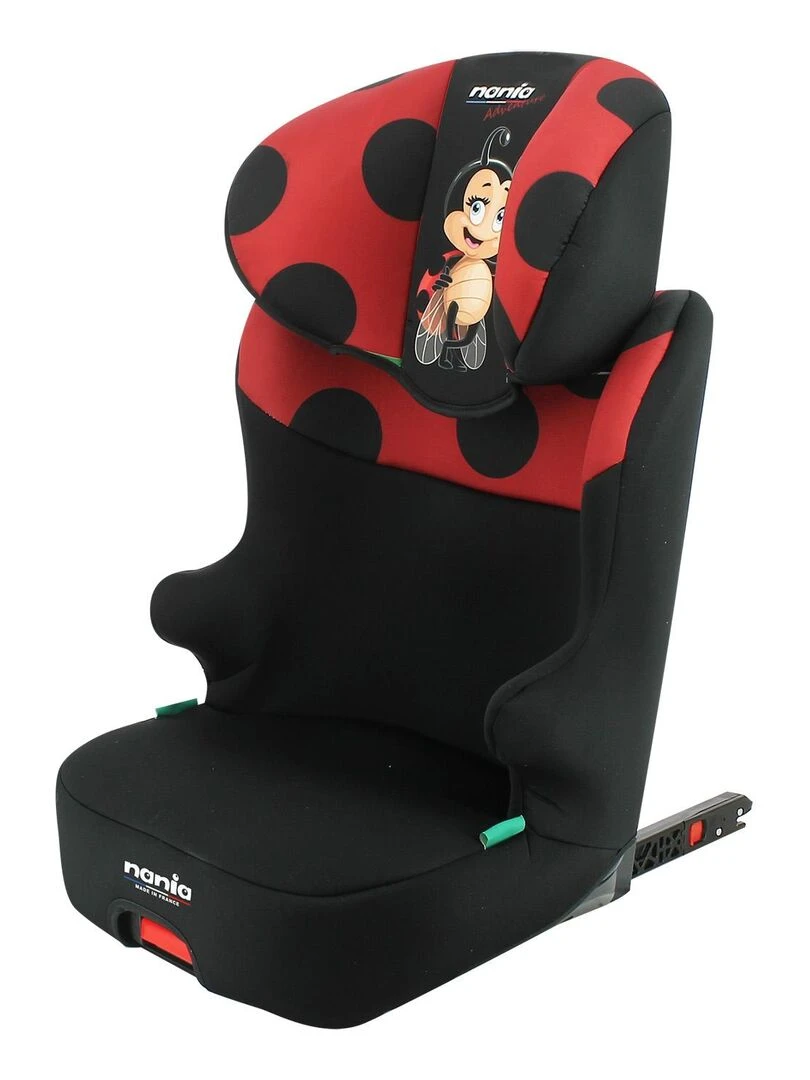 Nania – Siège auto isofix START I FIX 106 140 cm R129 i Size – Fabrication Française Coccinelle Rouge