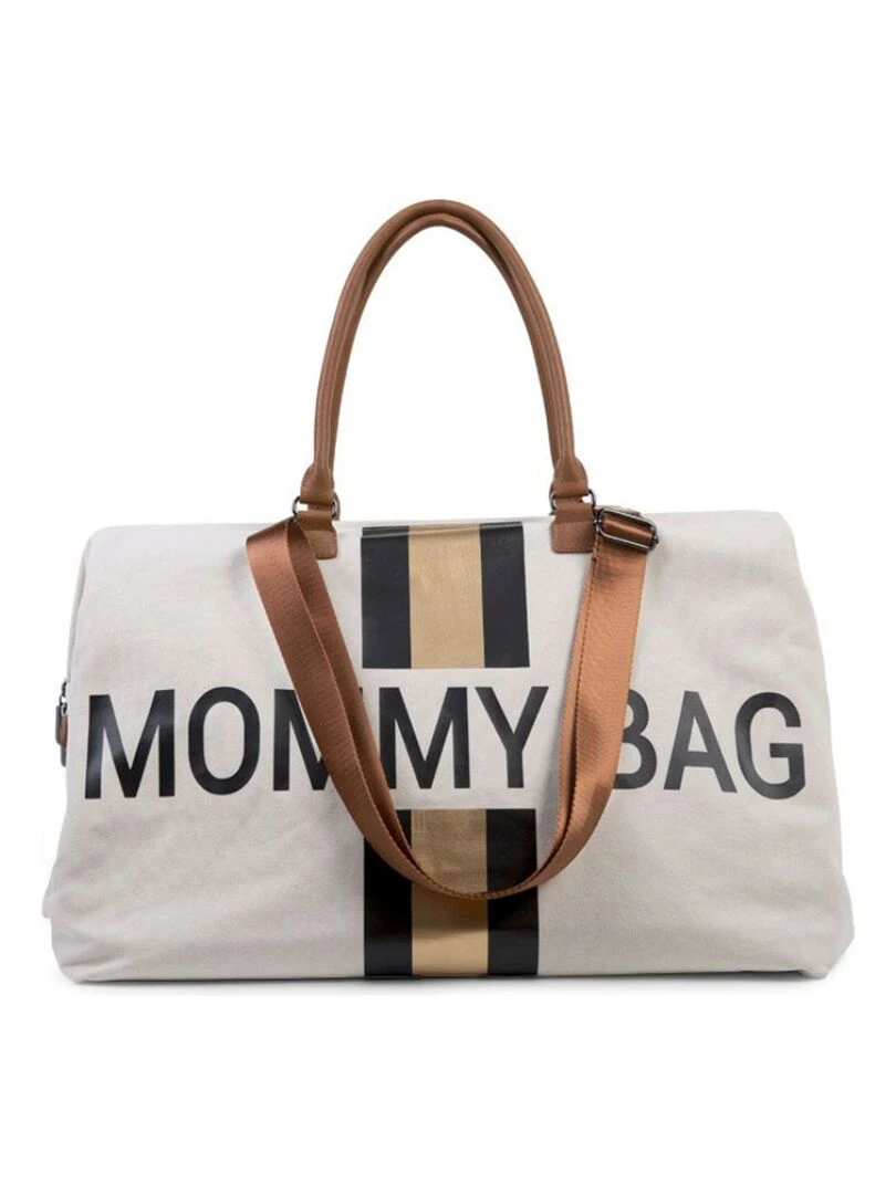 Sac à langer à anses Mommy bag doré  noir et écru   Ecru